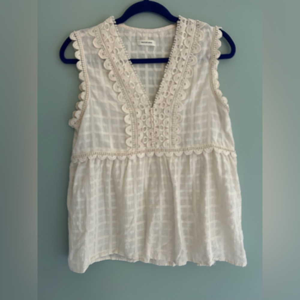 Max Studio Cream Lace Trim Blouse